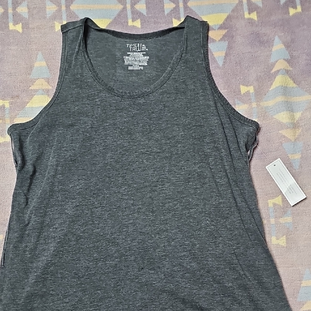 Time and Tru Charcoal Gray Tank Top With Side Ruching